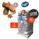 Bûche 25 cm Woodstock qualité premium – 1 Palette + 8 sacs de bois d’allumage offerts