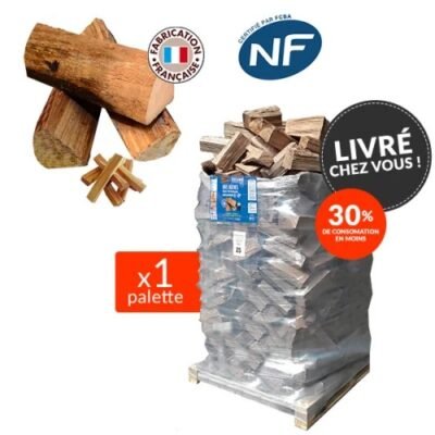 Bûche 25 cm Woodstock qualité premium – 4 Palettes + 32 sacs bois d’allumage offerts