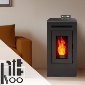 Pack Poêle à granulés étanche Vulcano EVO + Kit conduits concentrique sortie arrière - 12 Kw