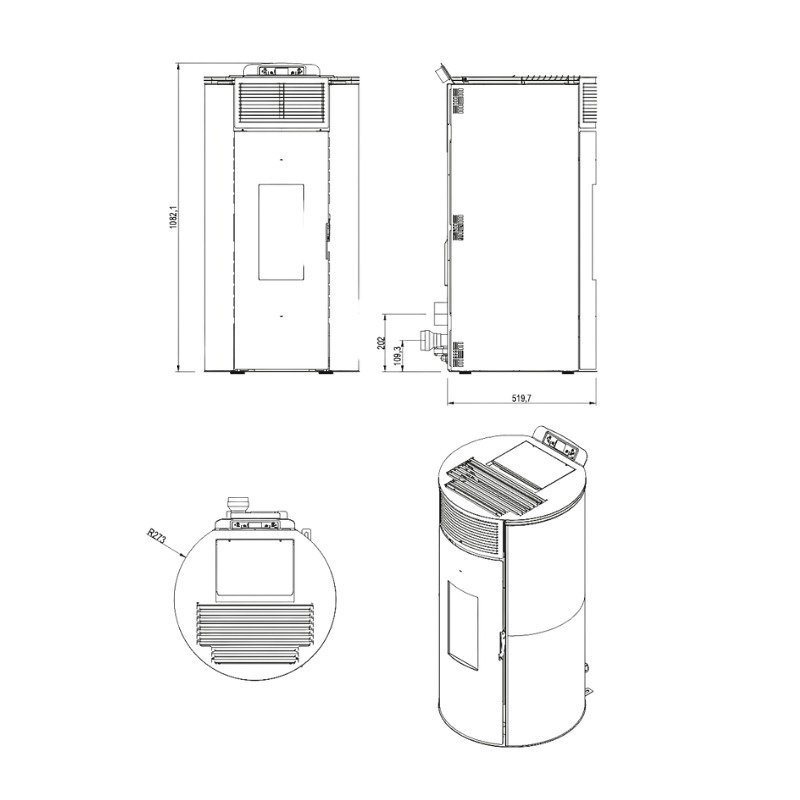 Poêle à granulés étanche Giuliana EVO - 9 Kw (7)