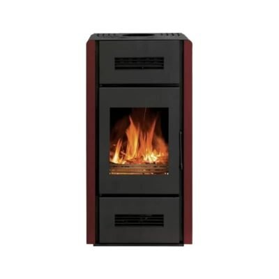Poêle à bois Romana - option ventilateur - 8 Kw - Rouge