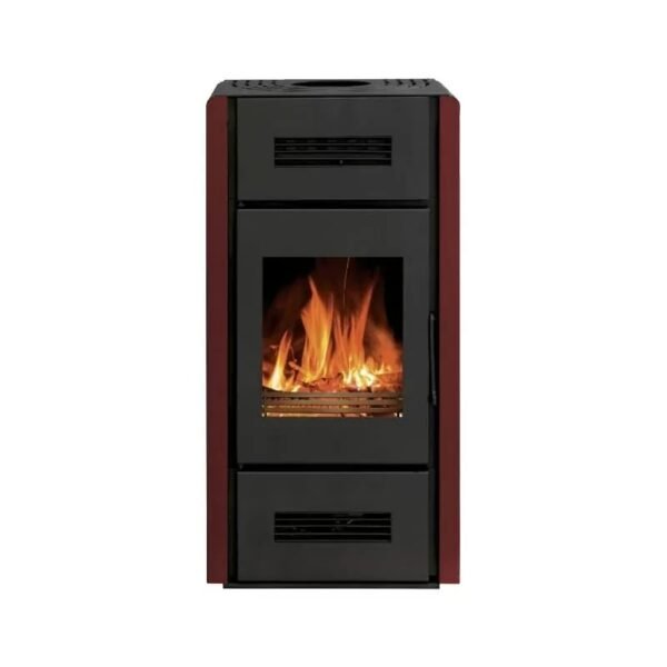 Poêle à bois Romana - option ventilateur - 8 Kw - Rouge